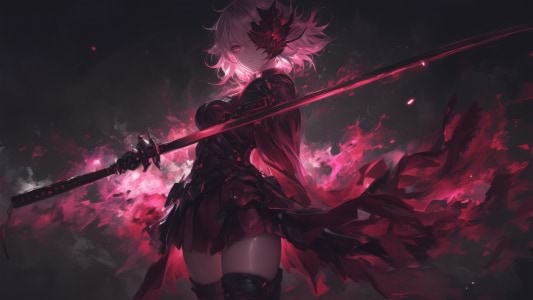 白色头发红色眼睛动漫女孩