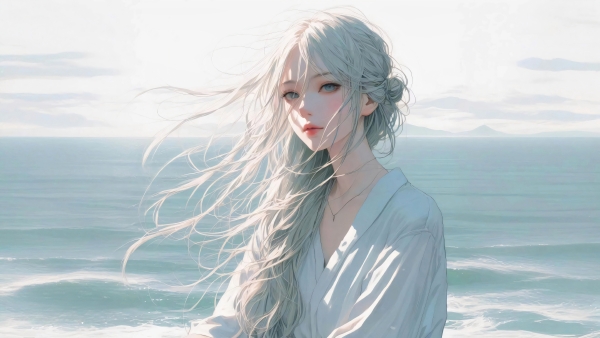 海边少女唯美壁纸