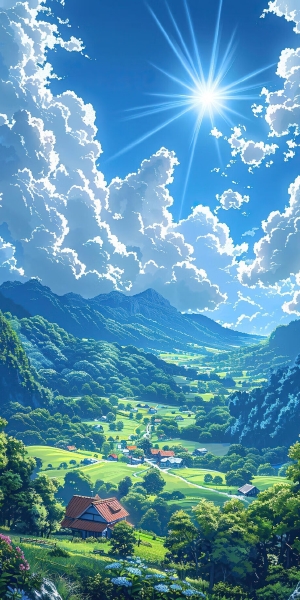 动漫风景的夏日梦境手机壁纸