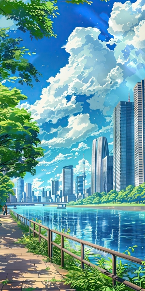 城市天际线与自然景观2K手机壁纸