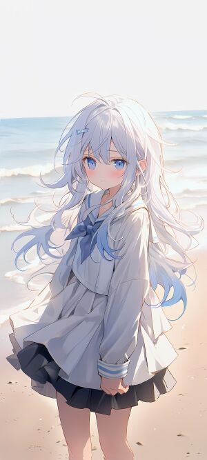 AI生成动漫女孩2K手机壁纸