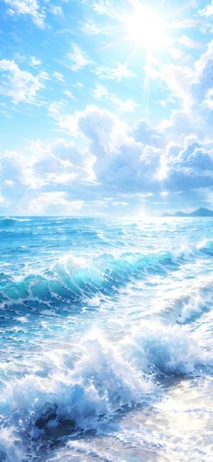 碧蓝海浪2K手机壁纸