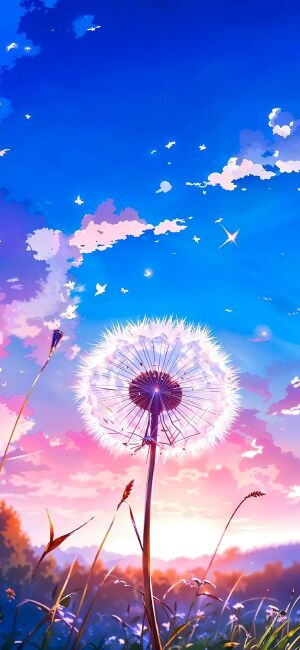 蒲公英风景2K手机壁纸
