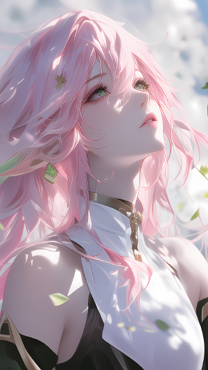 梦幻粉发少女动漫手机壁纸