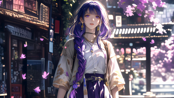 《原神》雷电将军樱花景色4K电脑壁纸