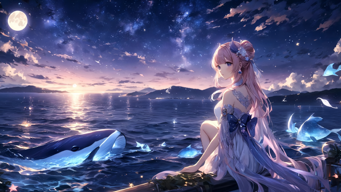 原神珊瑚宫心海与鲸鱼4K电脑壁纸