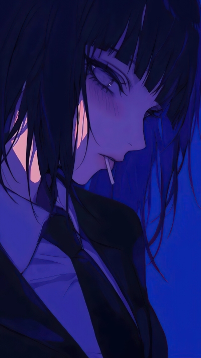 暗紫夜色中的美少女侧颜雏田4K手机壁纸