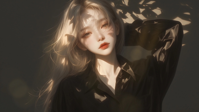 AI绘画金发动漫女孩 | 4K高清唯美电脑壁纸