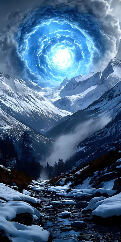 蓝色漩涡动漫风景2K手机壁纸