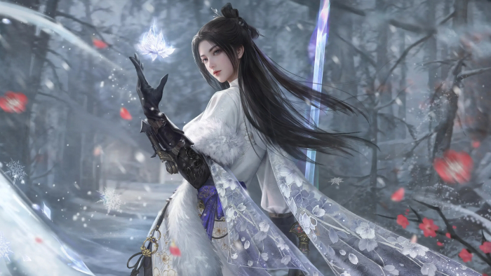 《永劫无间》顾清寒4k电脑壁纸：冰雪女侠的绝美风姿