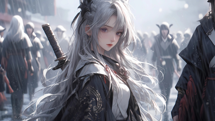 AI绘画古风动漫少女电脑壁纸