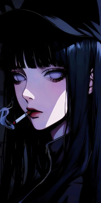 《火影忍者》雏田4K手机壁纸：冷峻黑发与叛逆魅力