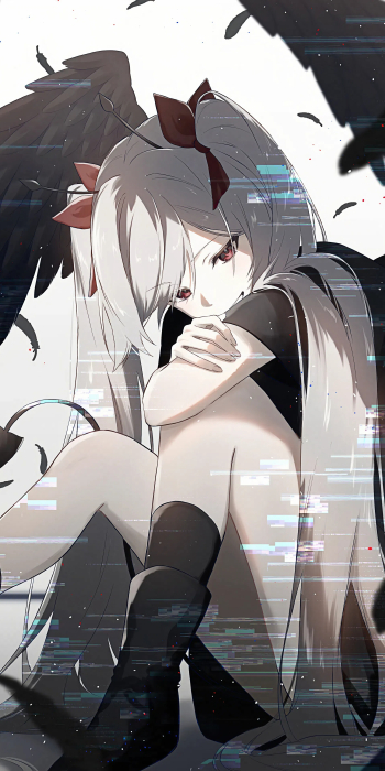 银灰长发动漫女孩5K手机壁纸