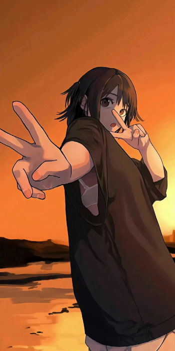 动漫2K手机壁纸：夕阳下的青春活力瞬间