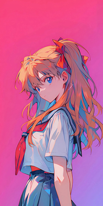 《新世纪福音战士》明日香2K手机壁纸：活力时尚的青春风采