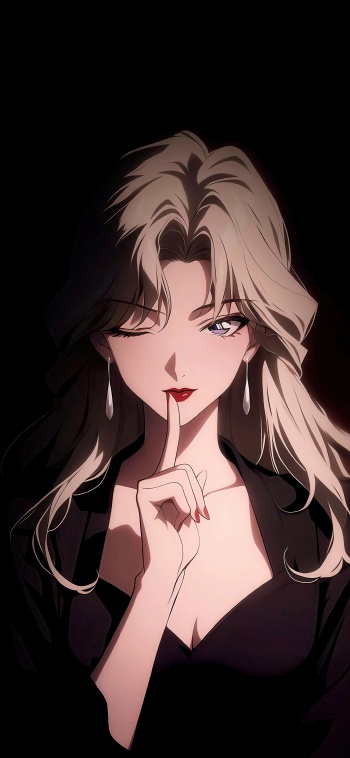 噤声金发少女2K手机壁纸 | 黑羽耳坠×锐利眼