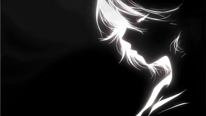 幽影之光：神秘动漫少女侧脸壁纸