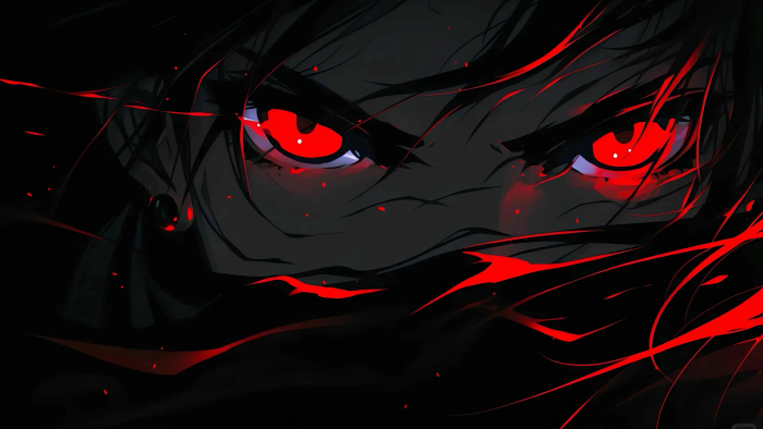 暗夜之瞳：红色眼眸动漫角色4K壁纸