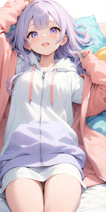 紫色长发可爱动漫少女2K手机壁纸