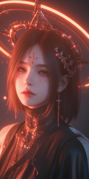 红光艺术：精致妆容2K手机壁纸