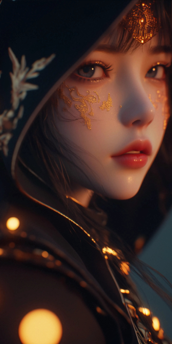 AI绘画：神秘金饰头饰5K手机壁纸
