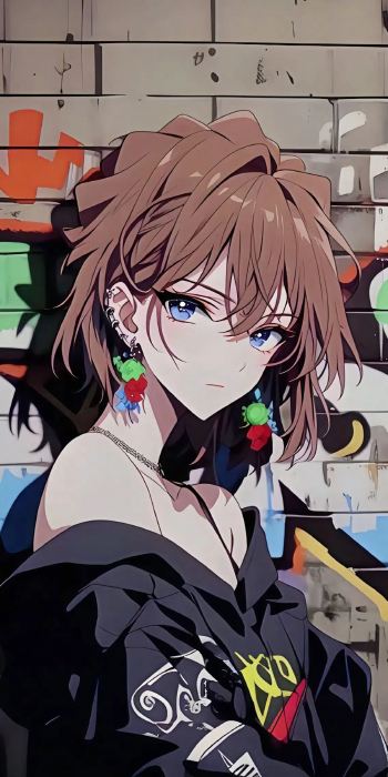 《名侦探柯南》灰原哀2K手机壁纸 | 涂鸦墙现代风格