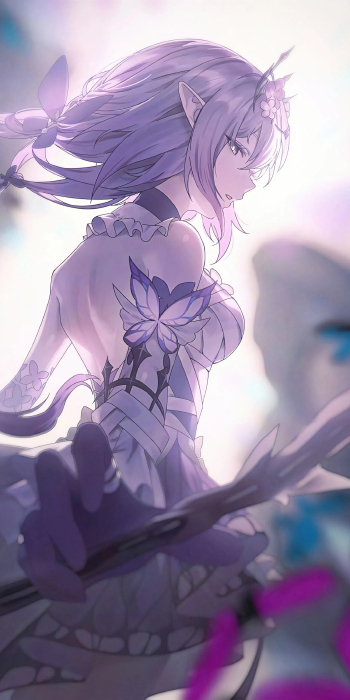 紫色精灵耳女性角色4K动漫手机壁纸 | 梦幻风格