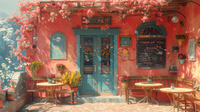 AI绘画梦幻花店场景