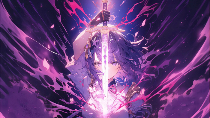 AI 绘画《原神》雷电将军 紫电锋芒，尽显王者威仪