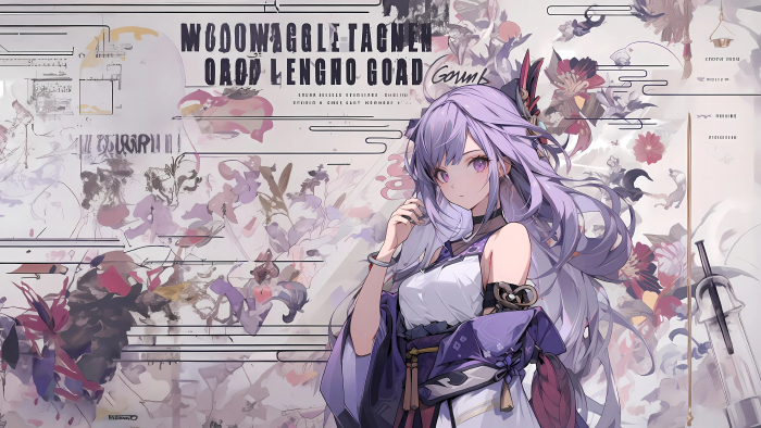 AI绘画《原神》刻晴4K幻彩樱境中的典雅英姿