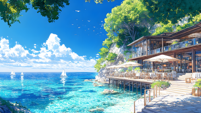 梦幻海滨咖啡馆风景