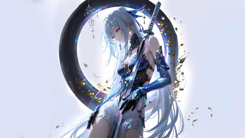 镜流壁纸美学：银发剑姬与星轨圆环