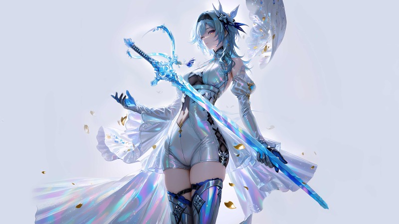 冰蓝战甲的超宽屏美学：优菈桌面视觉