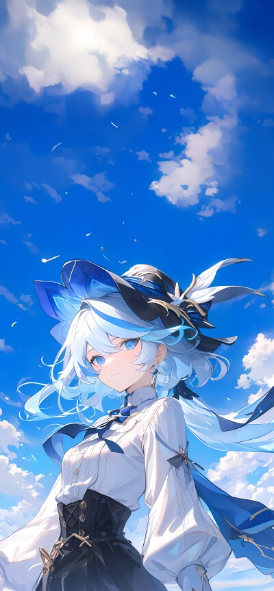 芙宁娜·原神4K高清手机壁纸下载｜夜云沐光银发少女