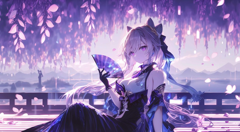 《原神》刻晴·紫藤花下 4K高清电脑壁纸