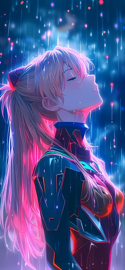 《EVA》明日香赛博霓虹 2K 手机壁纸