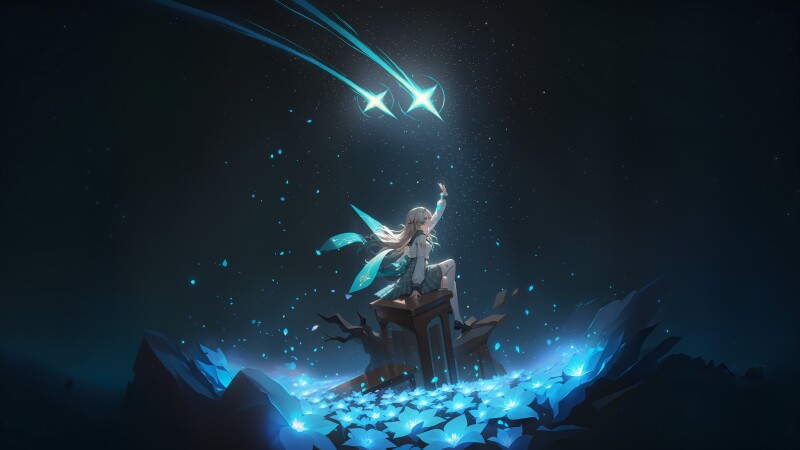 流萤 4K 桌面壁纸 — 崩坏：星穹铁道 夜色花海（4096×2304）