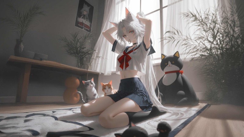 《崩坏：星穹铁道》飞霄4K电脑壁纸 — 兽耳少女的温馨治愈日常（4096×2304）