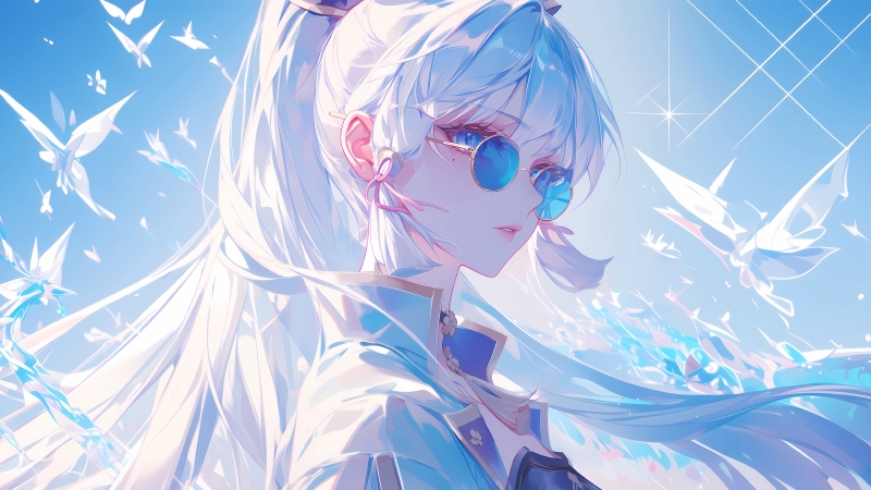 原神神里绫华：月下白鹭公主的古风汉服4K超清电脑壁纸